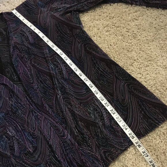 Psychedelic 90s Retro Paisley Crimped Crushed Clasp Closure Open Cardigan - Picture 15 of 16